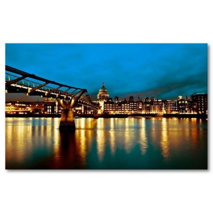 Αφίσα (Λονδίνο, φώτα, νύχτα, γέφυρα, πόλη, Ηνωμένο Βασίλειο, ποτάμι)